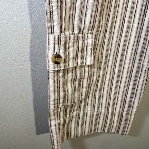 Vintage Y2K St. John's Bay Pinstripe Wide Leg Cropped Pants Ramie Cotton Blend - Picture 4 of 4